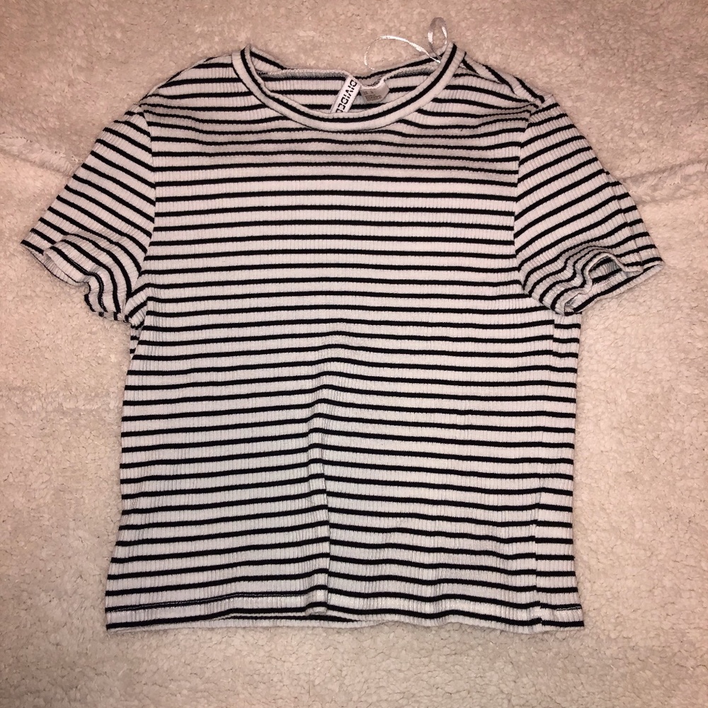 ONLY WORN ONCE striped cropped shirt